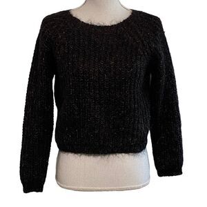 CAROL LITTLE KNITWEAR - SIZE SMALL - CHOCOLATE BROWN CROP WITH 50% MOHAIR